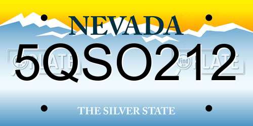 5QSO212 Nevada License Plate