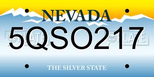 5QSO217 Nevada License Plate