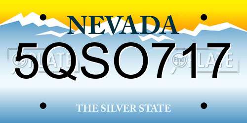 5QSO717 Nevada License Plate