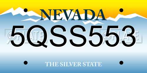 5QSS553 Nevada License Plate