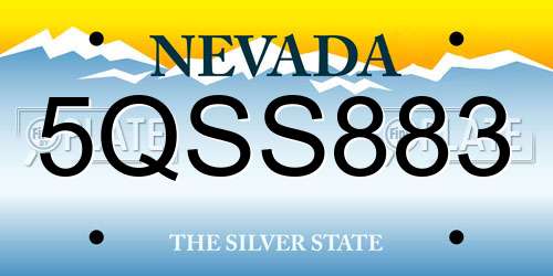 5QSS883 Nevada License Plate