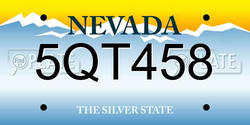 5QT458 Nevada License Plate