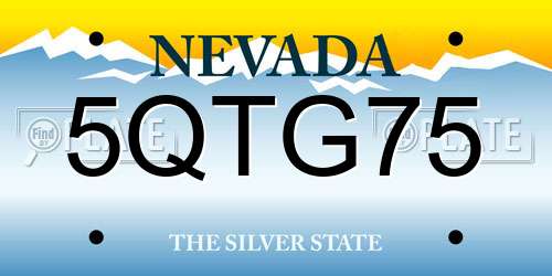 5QTG75 Nevada License Plate