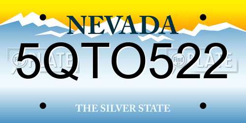 5QTO522 Nevada License Plate