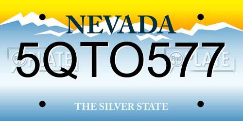 5QTO577 Nevada License Plate