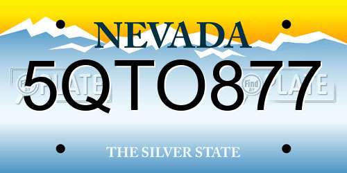 5QTO877 Nevada License Plate
