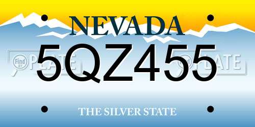 5QZ455 Nevada License Plate