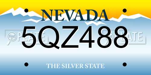 5QZ488 Nevada License Plate