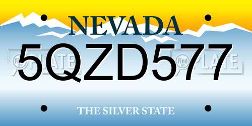 5QZD577 Nevada License Plate