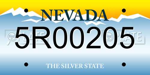 5R00205 Nevada License Plate