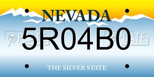 5R04B0 Nevada License Plate