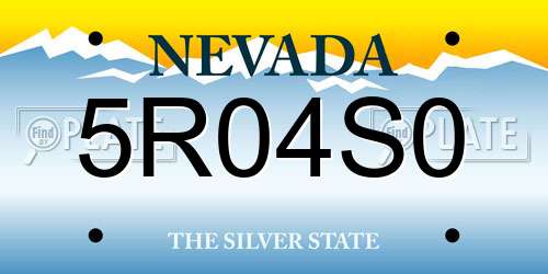 5R04S0 Nevada License Plate