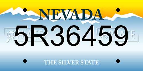5R36459 Nevada License Plate