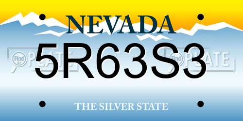 5R63S3 Nevada License Plate