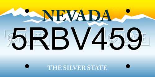 5RBV459 Nevada License Plate