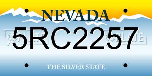 5RC2257 Nevada License Plate