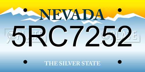 5RC7252 Nevada License Plate