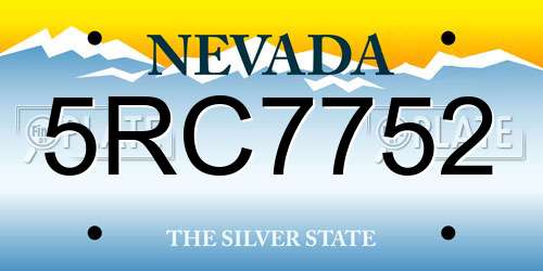 5RC7752 Nevada License Plate