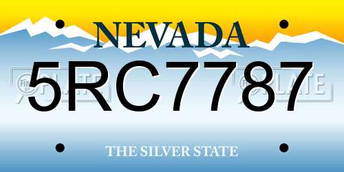 5RC7787 Nevada License Plate