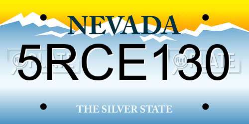 5RCE130 Nevada License Plate
