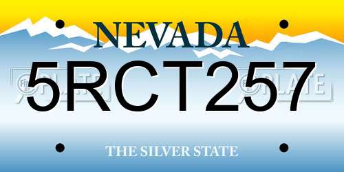 5RCT257 Nevada License Plate