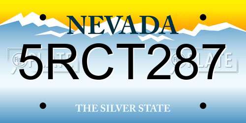 5RCT287 Nevada License Plate