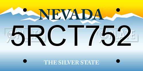 5RCT752 Nevada License Plate