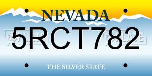 5RCT782 Nevada License Plate
