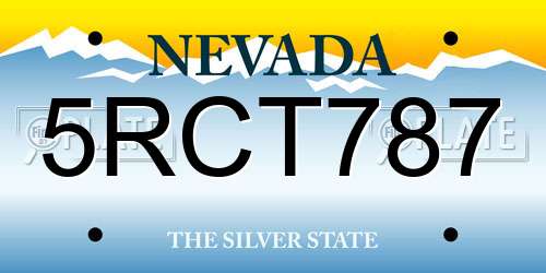 5RCT787 Nevada License Plate