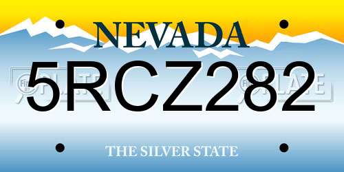5RCZ282 Nevada License Plate