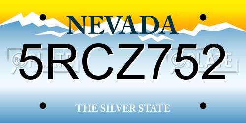 5RCZ752 Nevada License Plate