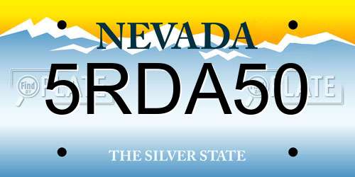 5RDA50 Nevada License Plate