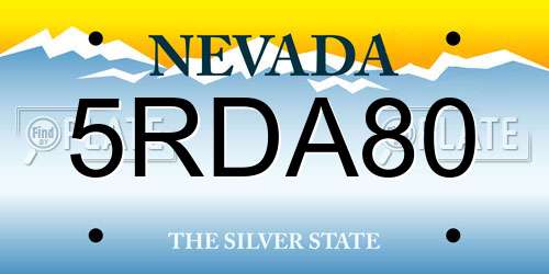 5RDA80 Nevada License Plate