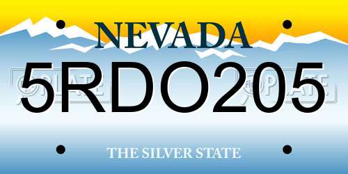 5RDO205 Nevada License Plate