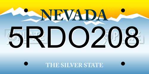 5RDO208 Nevada License Plate