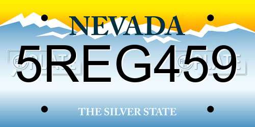 5REG459 Nevada License Plate