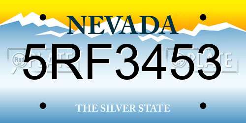 5RF3453 Nevada License Plate