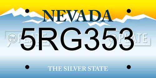 5RG353 Nevada License Plate