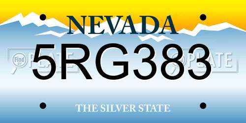 5RG383 Nevada License Plate