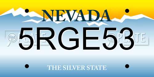 5RGE53 Nevada License Plate