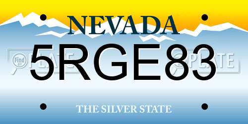 5RGE83 Nevada License Plate