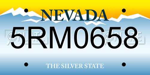 5RM0658 Nevada License Plate