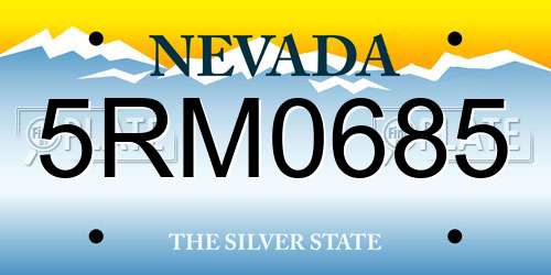 5RM0685 Nevada License Plate
