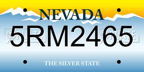 5RM2465 Nevada License Plate