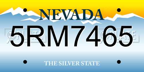 5RM7465 Nevada License Plate
