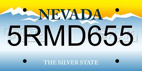 5RMD655 Nevada License Plate