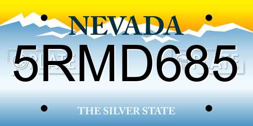 5RMD685 Nevada License Plate