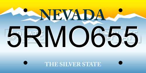 5RMO655 Nevada License Plate