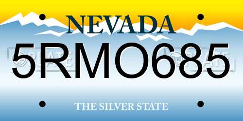 5RMO685 Nevada License Plate