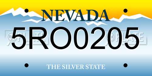 5RO0205 Nevada License Plate